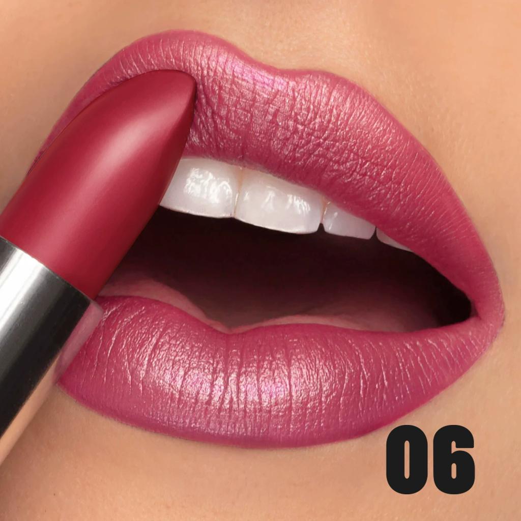 Pearlescent Lipstick Long Lasting Waterproof Pink Rosey Metallic Diamond Lip Stick Create Silky Charming Plump Bold Lip Makeup