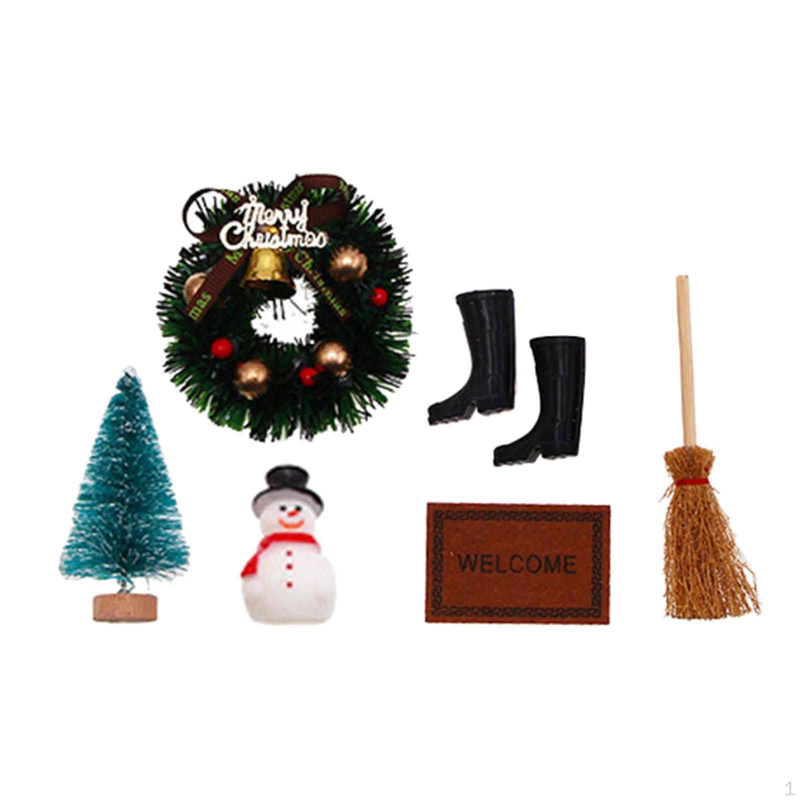 

6Pcs Snowman Set Dollhouse Christmas Decor Scenes DIY Fairy Garden Micro Landscape Ornament for