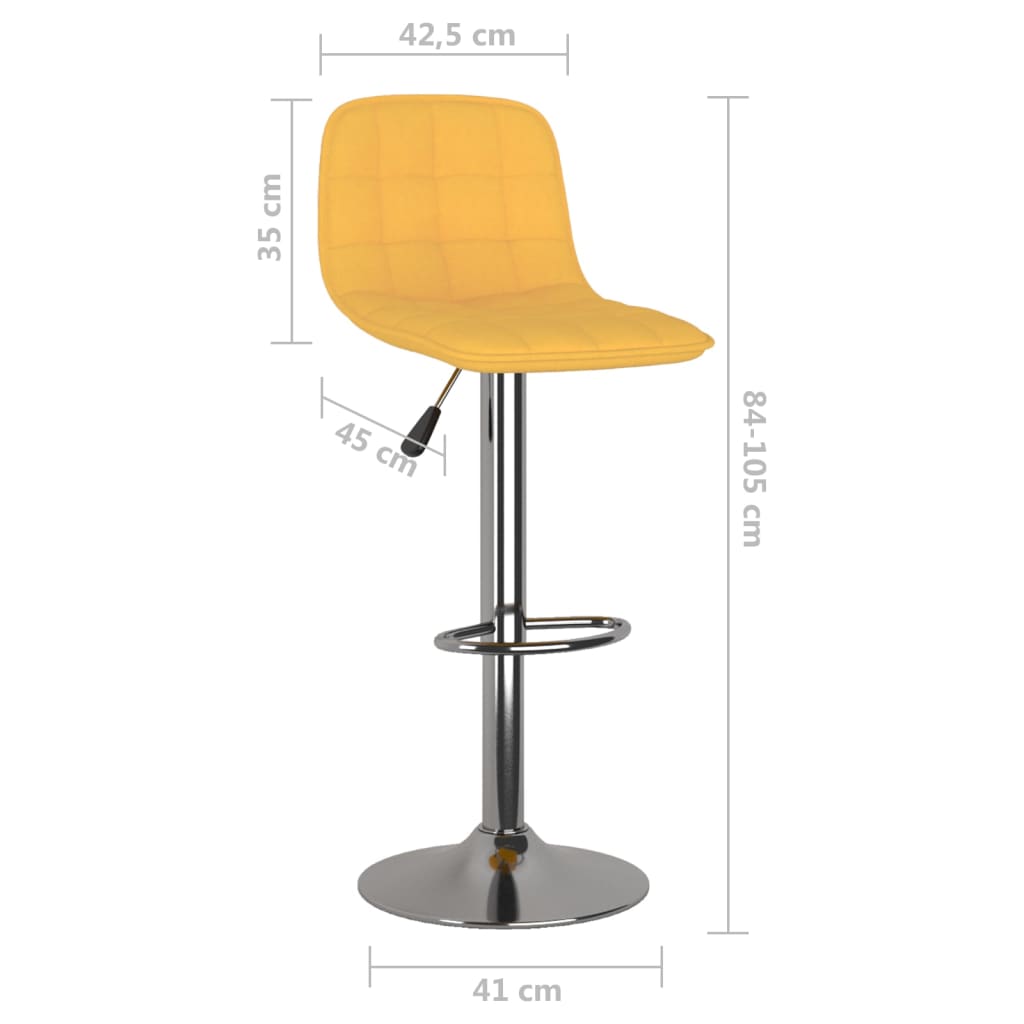 Bar Stool 2 Pcs Yellow Fabric