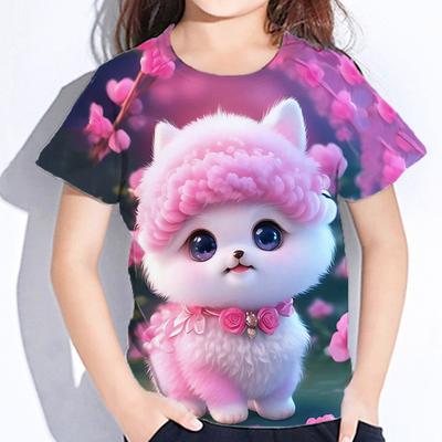 Farbe Tiere Mädchen T-Shirt Outdoor Kinder Kleidung 4 bis 12 Jahre Angebote Casual Kurzarm Tops Für Mädchen Kid T-shirt sommer
