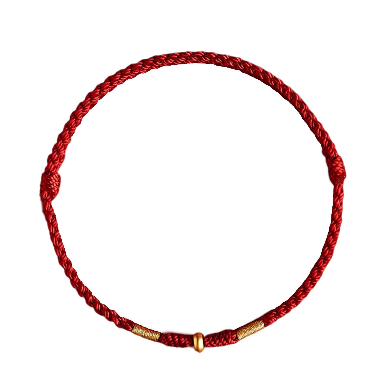 

Сплетенный вручную браслет из красной нити для пар и друзей, цепочка из золотых бусин, регулируемый браслет на удачу, аксессуар 3