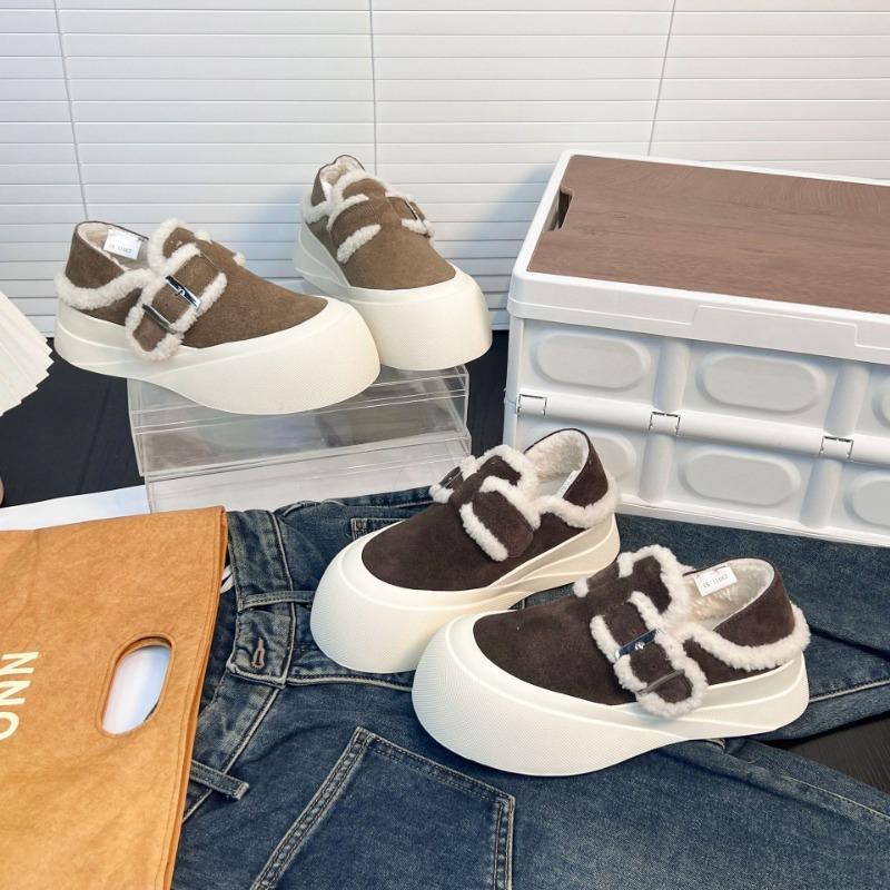 Leather velvet thick-soled height-increasing versatile board shoes, new ugly and cute, soft-soled casual women's shoes that are not tired