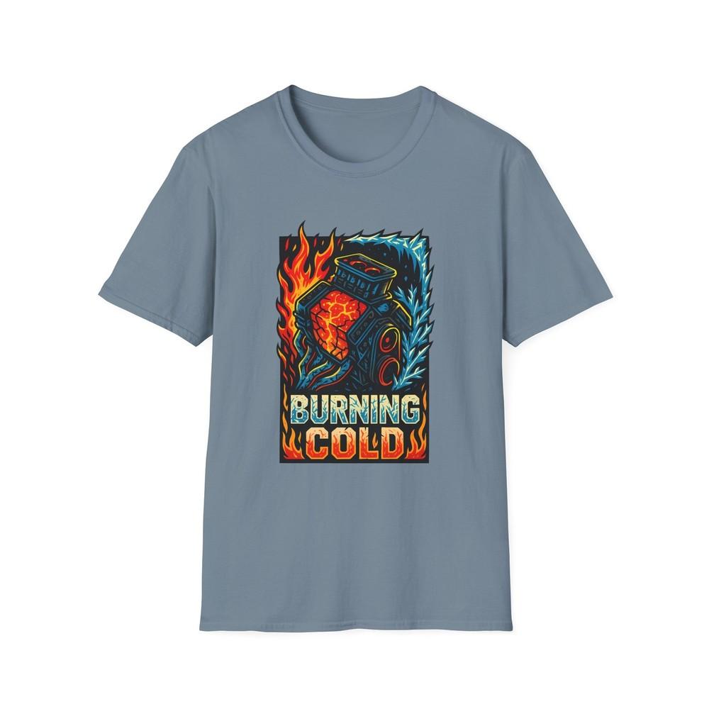 

Unisex Softstyle T-Shirt Burning Cold Lava Engine Frost Fire Graphic 4XL