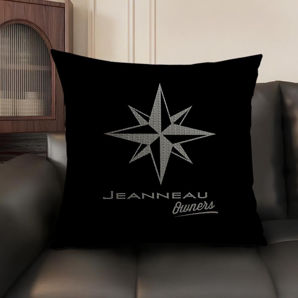J-Jeanneaus Yachts Logo Cushion Cover Natural Linen Organic Fabric Double-Sided Printing Sofa Home Decor Gift Pillow Case