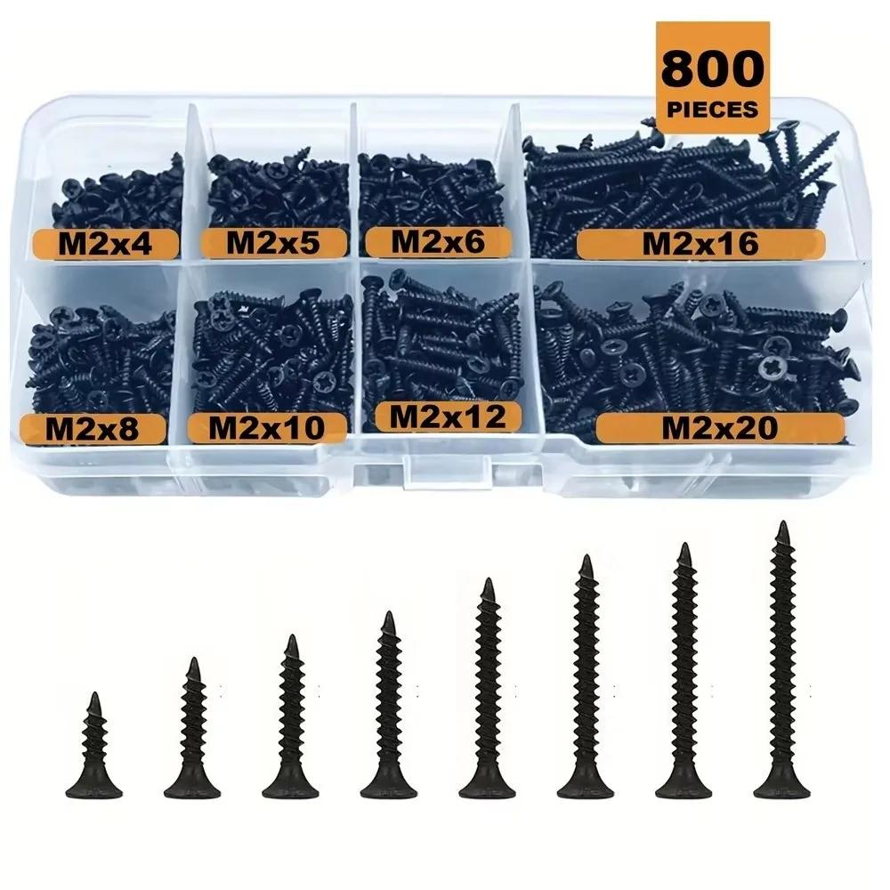 Portable Metal M3 Screw Kit Black Finish Self Drilling Self Tapping Screw Fastener Cross Head Flat Head Screw Hardware