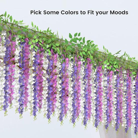 Simulated Wisteria Flowers Faux Weeping Plant with Flowers Artificial Flowering Wisteria Vine for Garland Wedding Arch Wall Decor