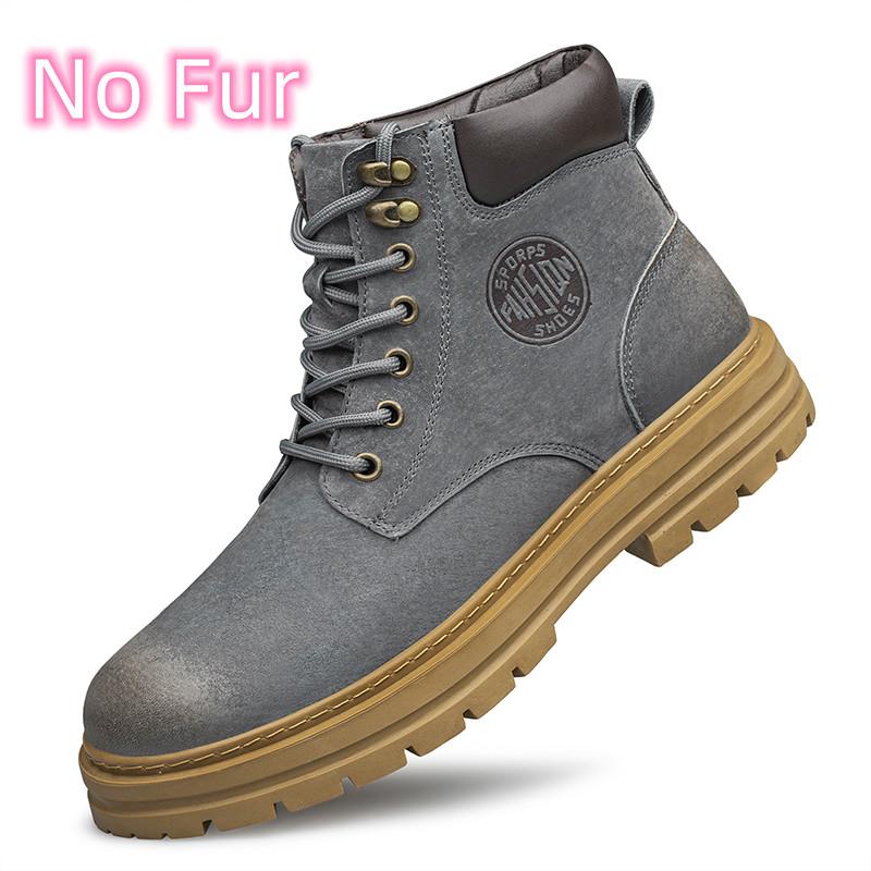FashionAll-match Man Cotton Platform Shoes Leather Outdoor Snow Botas 2024 New Men's Winter Boots Luxury Brand Motorcycle Ankle Boots
