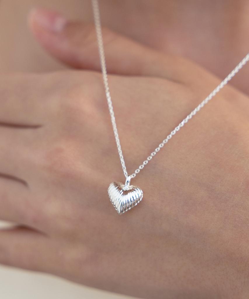 Tatiana (Silver 925) Heart Shell Locket Pendant Long Necklace Nz2505