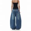 Unisex High Waist Barrel Jeans Loose Fit Streetwear Wide Leg Jeans Vintage American Zip Fly Stretch Denim Trousers