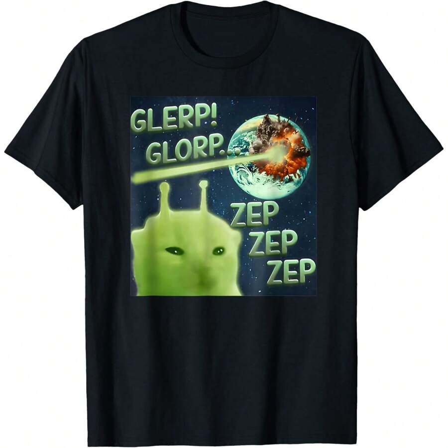 

Funny Alien Cat Meme Glerp Glorp Zep Zep Unisex s T-Shirt M