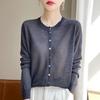 Women's Slim-Fit Thin Knitted Cardigan Coat for Summer Long Sleeve Plus-Size Top for Spring and Autumn Outer Wear