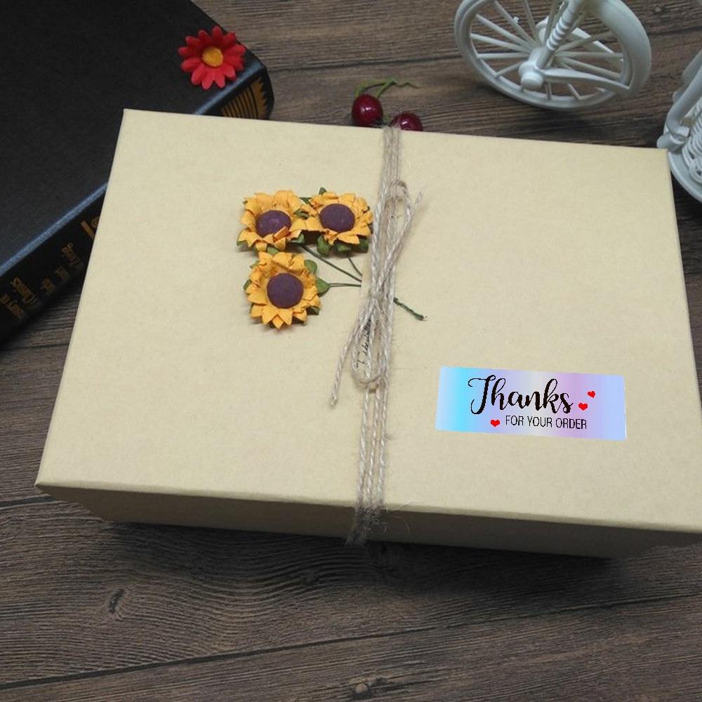120 Pieces, Rectangular, Laser Silver, Thankyou, Sealing Sticker, Rainbow, Roll Up, Gift Decoration Sticker