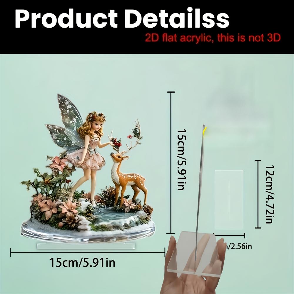 Fee und Reh 2D Flachacryl, Ornament, Tischdekoration, Geeignet für Büro, Wohnzimmer, Party, Weihnachten, Halloween