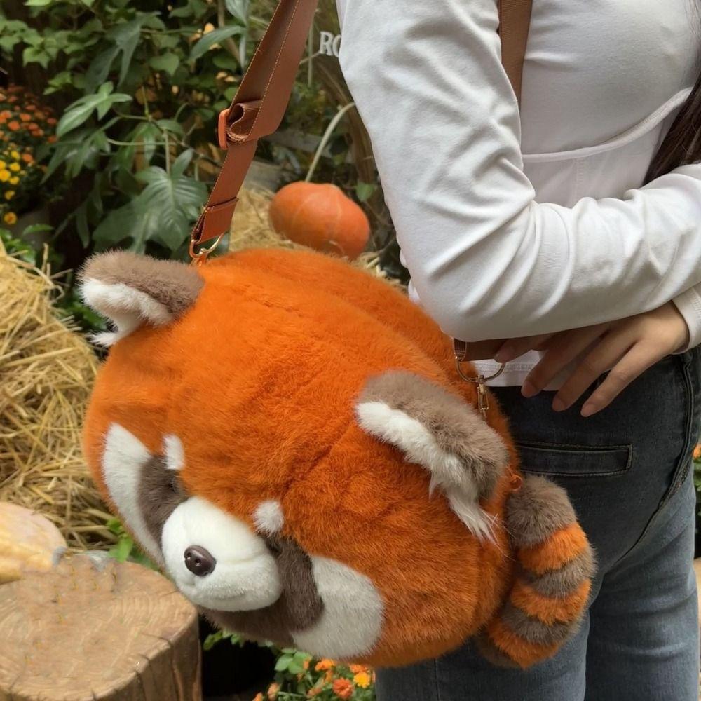 Flower Red Panda Plush Bag Plush Toy Plush Doll Schoolbags Raccoon Backpacks  Girls Boys