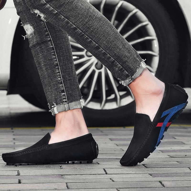Designer Genuine Leather Cow Suede Men Shoes Luxury Brand Casual Formal Mens Loafers Moccasins Footwear Black Male Driving Shoes