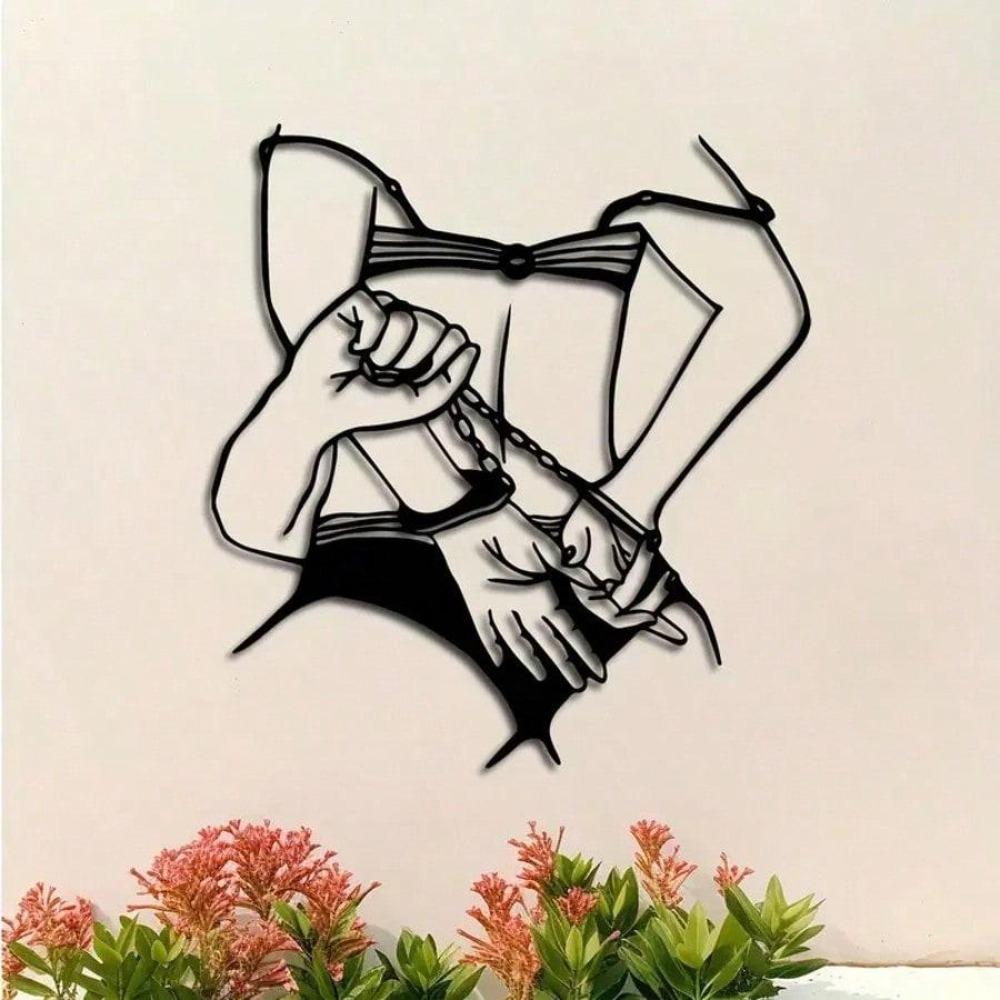 Black Modern Female Silhouette Metal Wall Art Wrought Iron Line Bedroom Decor Unique Gift