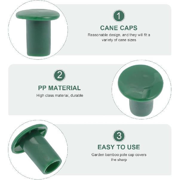 Happyyami 72Pcs Garden Safety Cane Caps Plastic Mushroom Rebar Safety Caps Tube Screw On Rebar Stakes for Garden Canes Green