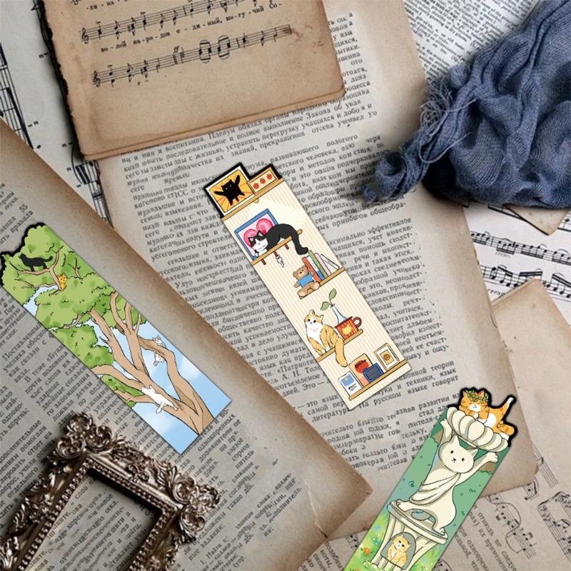30 Sheets/Set Creative Bookmarks Cartoon Cats Reading Book Markers Reading Supplies Lovely Animal Paper Bookmarks