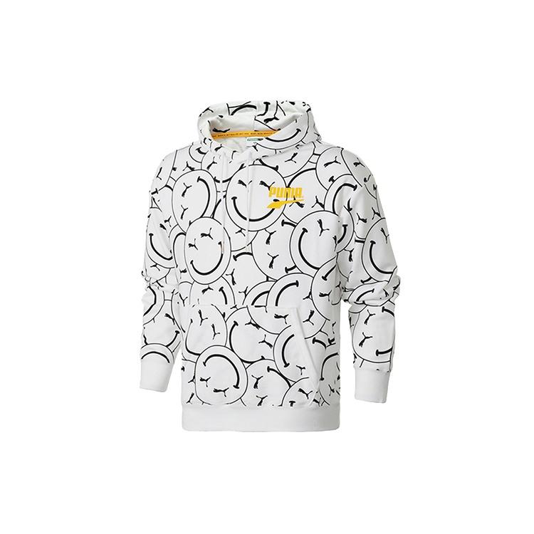 PUMA Club AOP Printed Hooded Fleece White Men s 530367-02 S