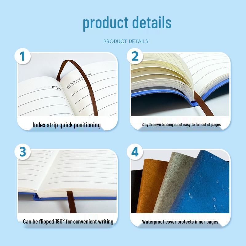 A5 Soft Suede Leather Notebook with Hot-Stamped Cover for Business Meetings