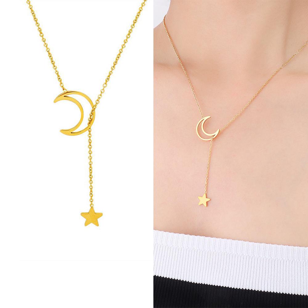 

316 Stainless Steel Gold Plated Heart Star Necklace Women s Fashion Bear Pendant Necklace Female 18K Charm Chain Choker