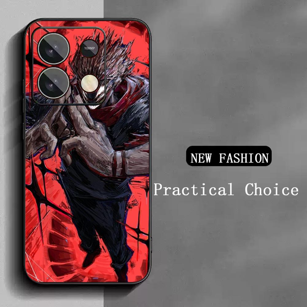 

Sukuna cool anime man japan art poster Phone Case For Redmi Note 14 13 12 11 Pro Plus S 5G 14C A3 Soft Black Phone Cover Redmi Note 11S 4G