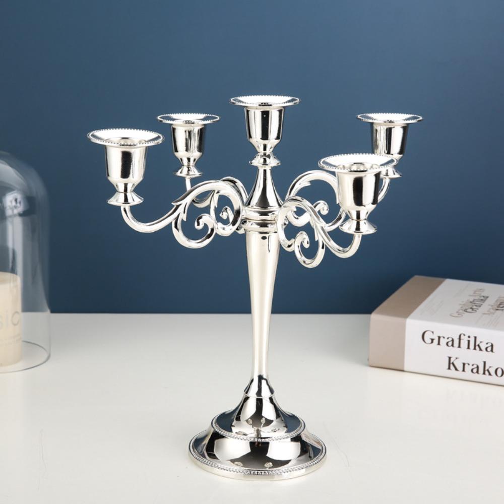 3/5 Arms Candle Holder Electroplated Candelabrum Wedding Decorations European Candlestick  Banquet