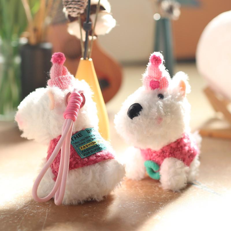 West Highland Dog Plush Toy Keychain Pp Cotton Stuffed Gift For Kids Girls