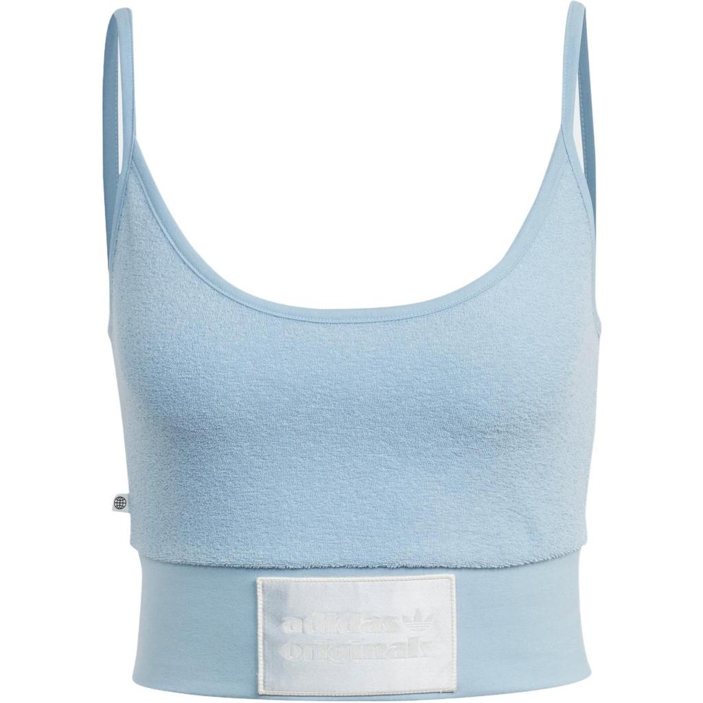 Adidas Originals Trefoil Bra Top Spice Girl Collection Solid Color Logo Letter Print Sports Tank Top Women Tops Sky-Blue IC8525