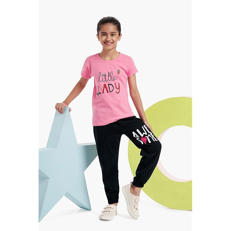 T2F Girls Solid Regular Fit TShirt Pack of (GLSTSRT0 Multi Years6 Years)