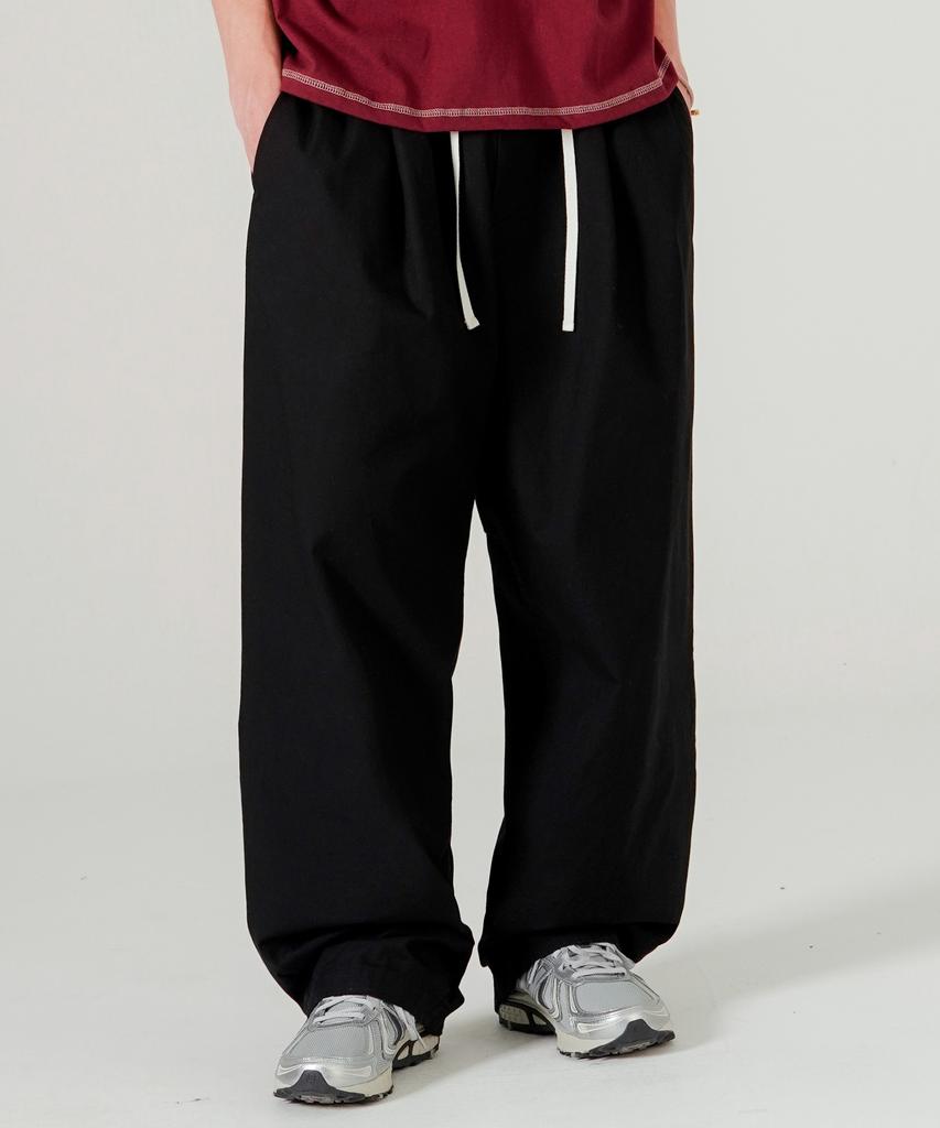 WV PROJECT Gabardine Cotton Elastic Waist Pants Black Mjlp7786