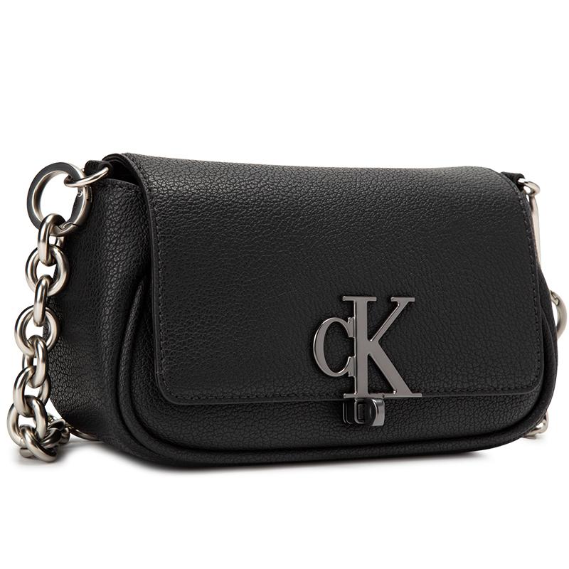 Calvin Klein Fashionable Elegant Minimalist Letter Twist Lock Flap Chain Shoulder Bag Women Shoulder Bag Black DH3240-001