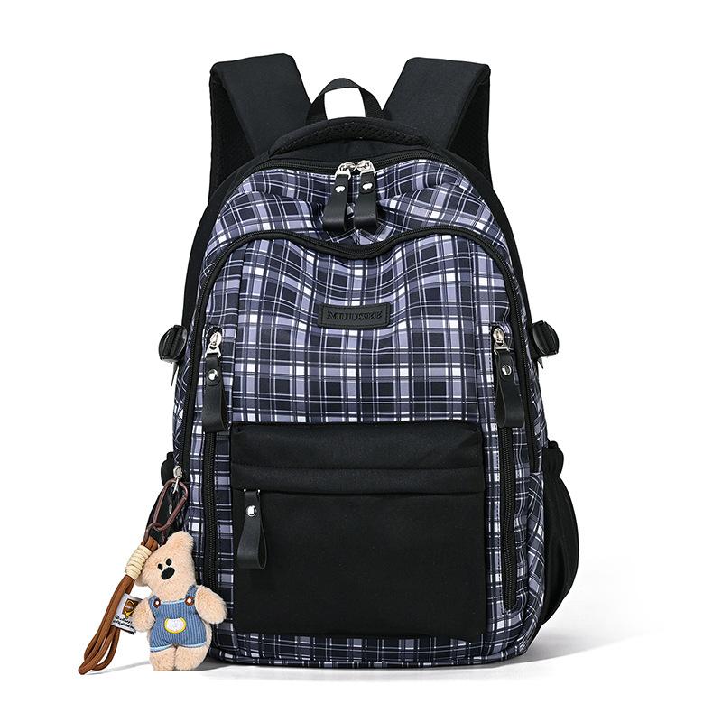 Schoolbag Small Fresh Plaid Schoolbag 1011 New College Style Cute Backpack Large Capacity Junior High School Student Versatile Backpack
