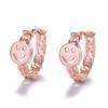 Nuevos Pendientes Chapados Cadena Redonda Carita Sonriente Pequeña Pendientes Individuales Oro Rosa Hebilla para la Oreja