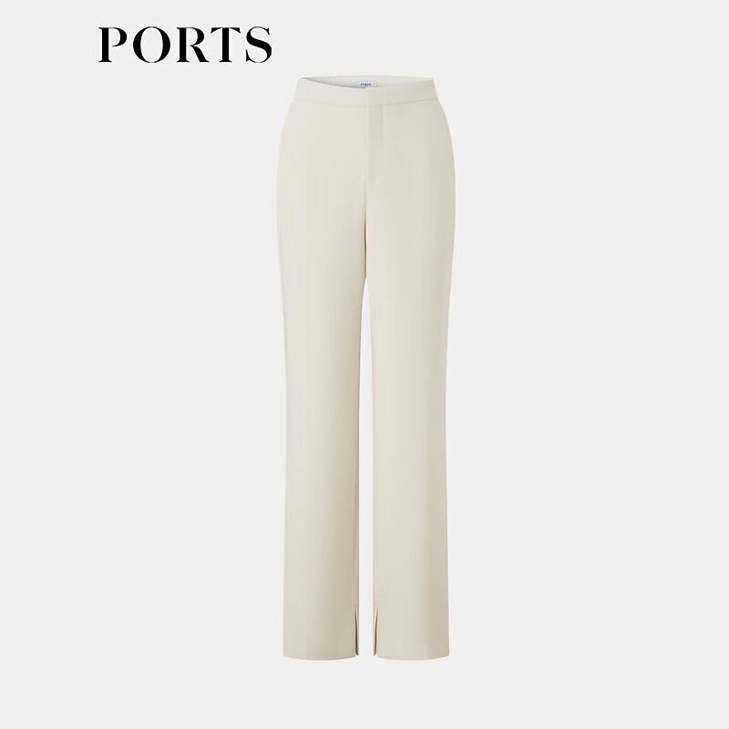 PORTS Women's Elegant Platinum Champagne Straight-Leg Trousers