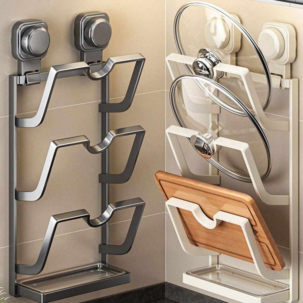 Multi-Layer Pot Lid Storage Rack Punch-Free Pot Cover Rack Pan Cover Storage Holder  for Kitchen