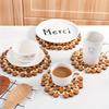 Round Bamboo Heat Coasters Pot Holders Table Decor Non-Slip for Coffee Ten Cups Durable Woode Desk Mats Hot Pans Water Cup Mat