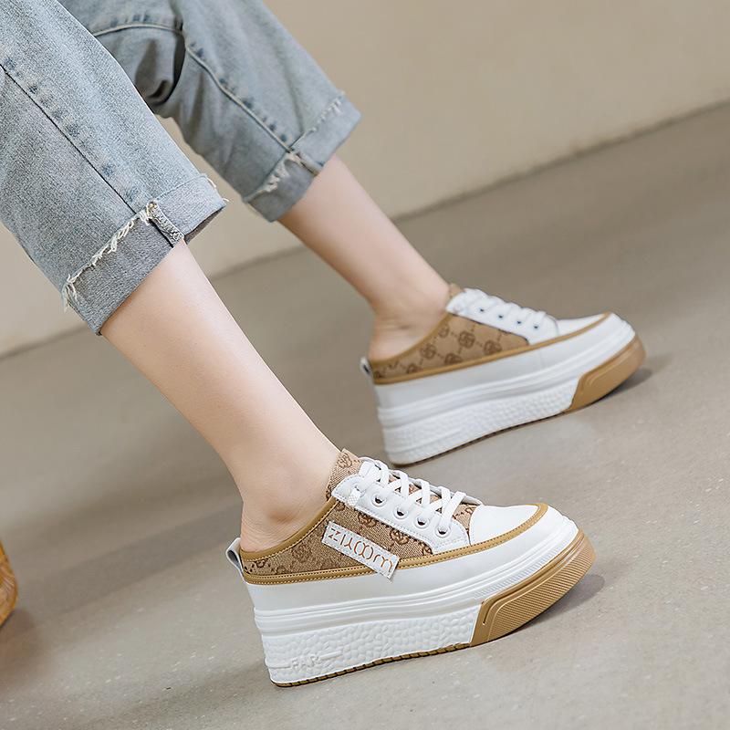 Little white shoes women's 2025 new inner height-increasing women's shoes thick-soled mesh breathable casual shoes versatile bag head slippers women's