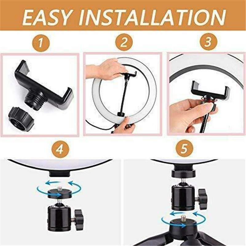 10 Inch Mini Selfie Ring Light Desktop LED Lamp Video Light With Tripod For YouTuber Photo Photography Studio