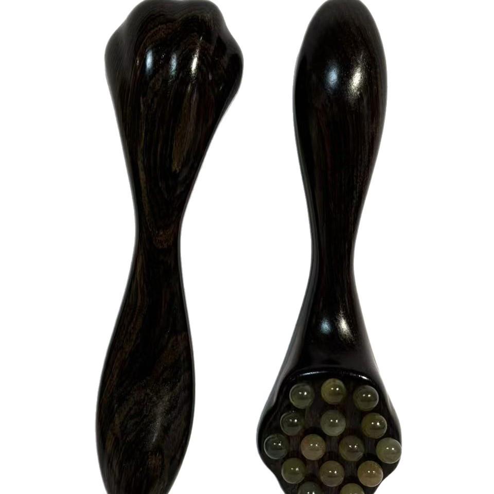 Ruyi Purple Sandalwood Eye Massager & Sheep Horn Gua Sha Stick with Cat Paw Meridian Comb