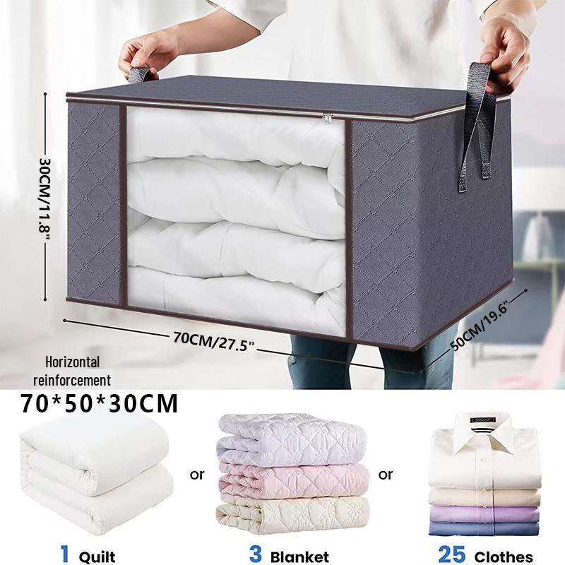 Large Capacity Cotton Quilt Storage Bag with Transparent Window - Ideal for Clothes & Household Items