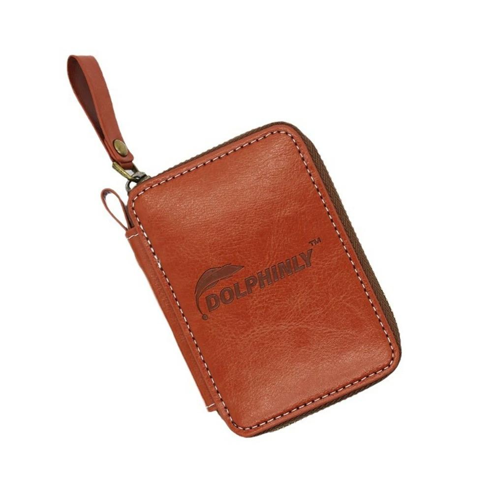 Carrying Case Lure Wallet Bag PU Leather Fishing Bag Outdoor Sports Jig Spinner Bag Fly Fishing