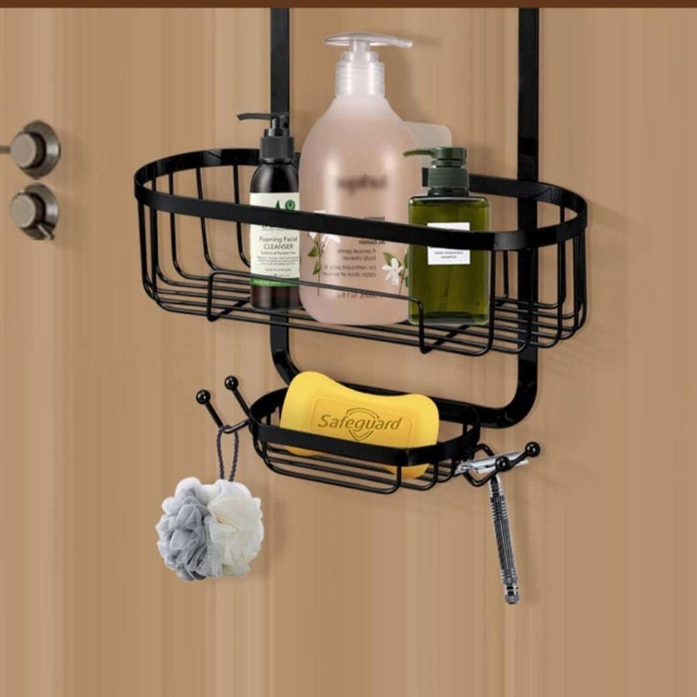 Rustproof Over Shower Head Organizer Hooks Storage Rack Durable Hanging Shower Basket Dorm