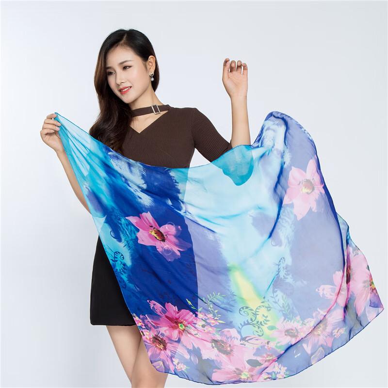 

Women s Printed Chiffon Imitation Silk Scarf Shawl One Size