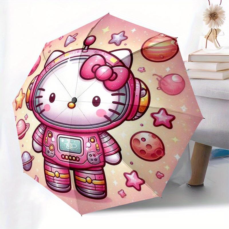 1pc Hello Kitty Astronaut Space Umbrella with Plastic Handle,Suitable for All Seasons Home Travel Outdoor UmbrellaSanlio454