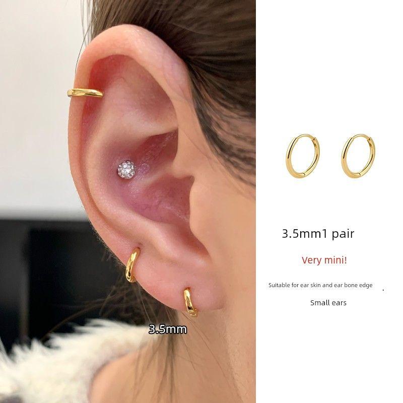 Ringring Store Mini Ear Studs Super Small Exquisite Simple Bracelet Earrings Female Edge Ear Bone Stud Ring Ear Ring Small Earrings