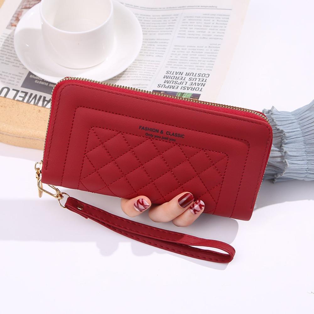 Fashion PU Leather Women Wallet Long Large Capacity Card Holder Simple Double Zipper Coin Purse Women Girls