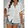 Summer New Fashion Women's Short-sleeved Striped Love Print Casual Shirt