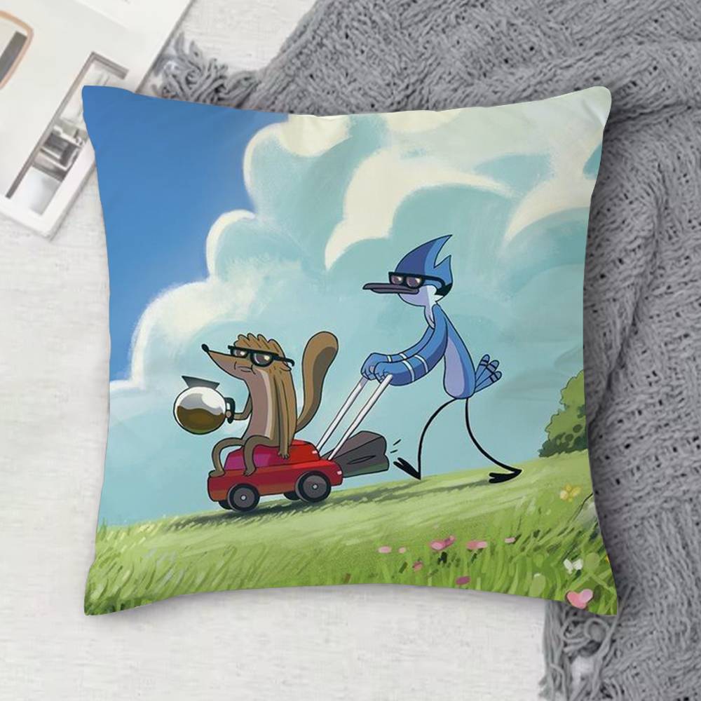 RRegular Show Doublesided Printed Square Decorative Cushion Cover for Sofa Living Room Home Decor