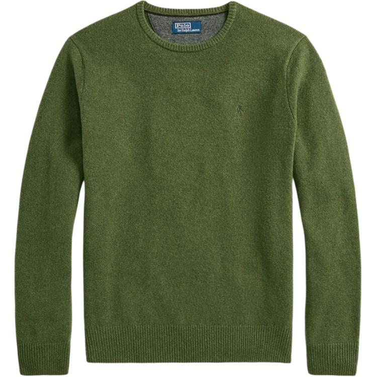 Polo Ralph Lauren FW24 Свитер мужской вязаный шерстяной с круглым вырезом Классический оливково-зеленый MNPOSWE16822069-310 M